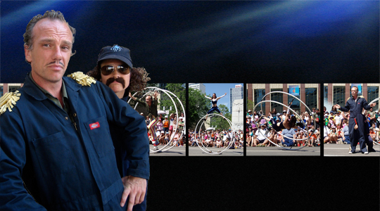 Dominique Major and Martin Varallo - Mat Velvet and Charlie performing at the World Busker Festival in Christchurch, New Zealnad, 2008